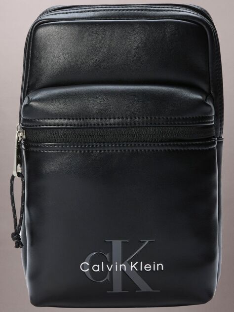Black Monologo Webbing Strap Sling Bag  Men