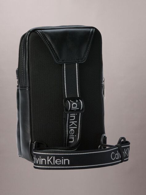 Black Monologo Webbing Strap Sling Bag  Men