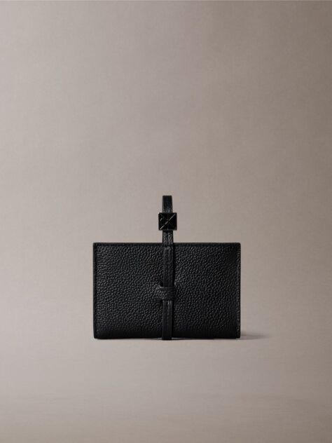 Black Pebbled Leather RFID Wrist Strap Wallet  Women