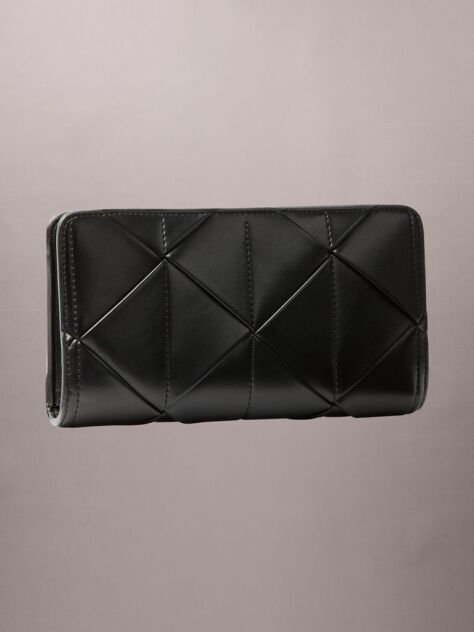 Black Patchwork Logo Passport Wallet  Women