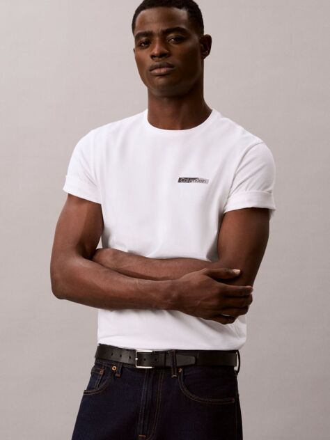 White Split Graphic Logo T-Shirt  Men