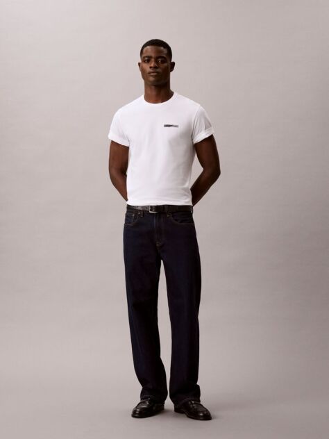 White Split Graphic Logo T-Shirt  Men