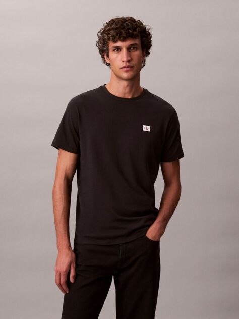 Black Cotton Badge T-shirt  Men