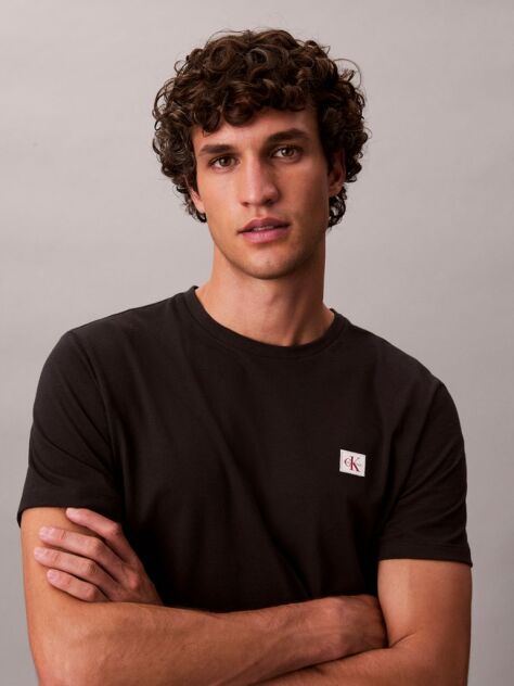 Black Cotton Badge T-shirt  Men