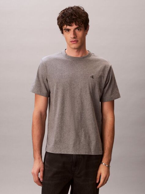 Grey Embroidered Monogram Relaxed T-Shirt  Men