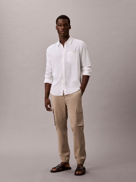 Khaki Skinny Twill Cargo Pants  Men