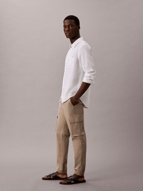 Khaki Skinny Twill Cargo Pants  Men