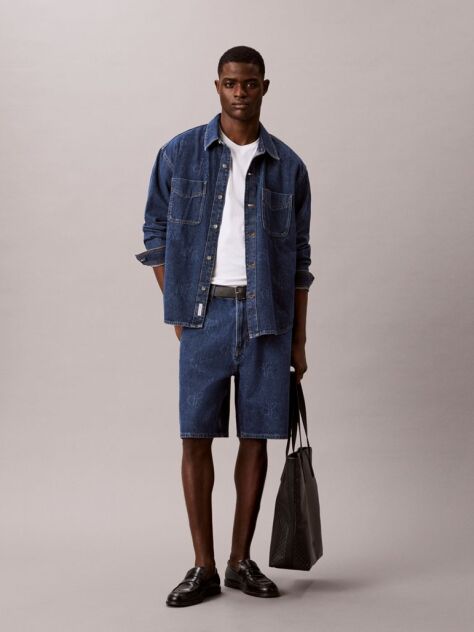 Denim 90s Logo Denim Shorts  Men