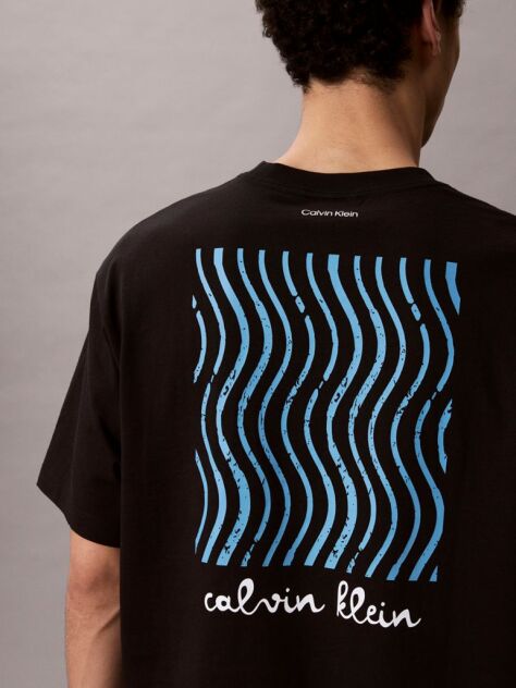 Black Logo Graphic Crew Neck T-Shirt  Men