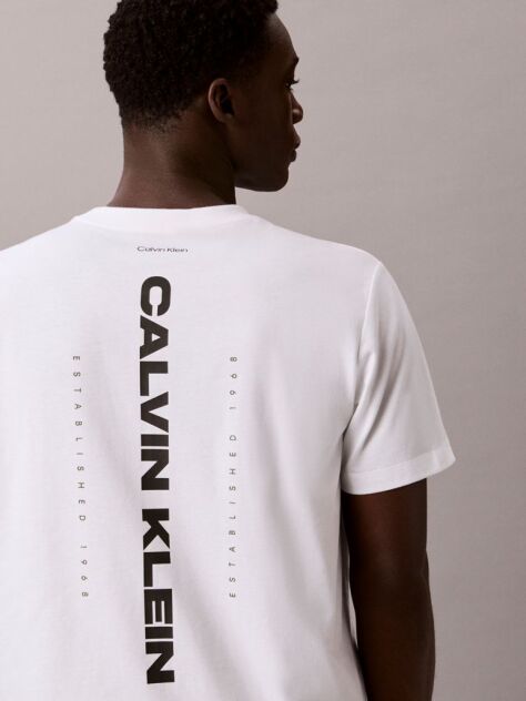 White Logo Graphic Washed Crew Neck T-Shirt  Men