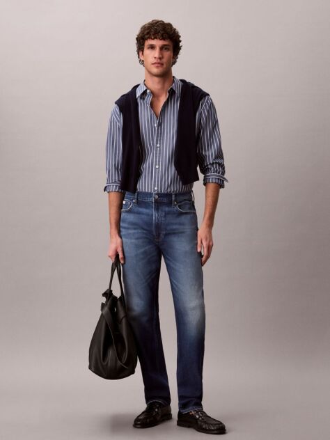 Denim Faded Classic Tapered Jeans  Men