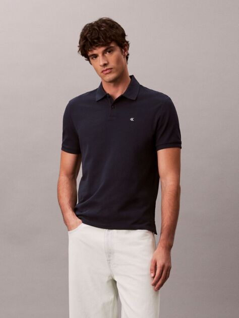 Blue Cotton Piqué Polo Shirt  Men