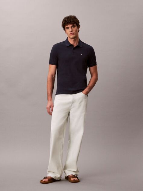 Blue Cotton Piqué Polo Shirt  Men