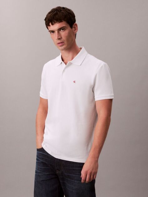 White Cotton Piqué Polo Shirt  Men