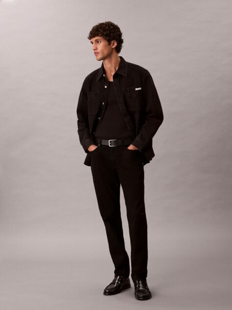 Black Slim Tapered Leg Black Jeans  Men