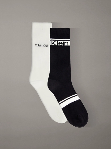 Black 2 Pack Logo Stripe Crew Socks  Men