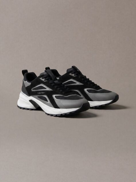 Black Knit Mesh Runner Sneakers  Men