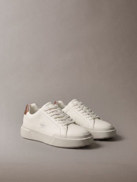 White Leather Durable Traction Chunky Trainers  Women