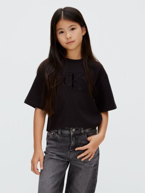 Black Boxy Logo T-Shirt  Girls