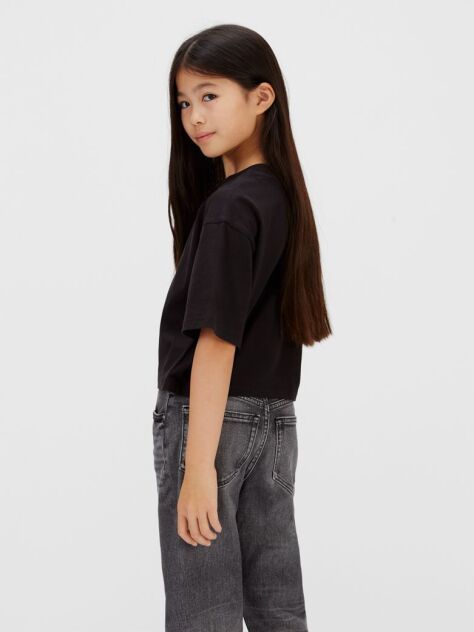 Black Boxy Logo T-Shirt  Girls