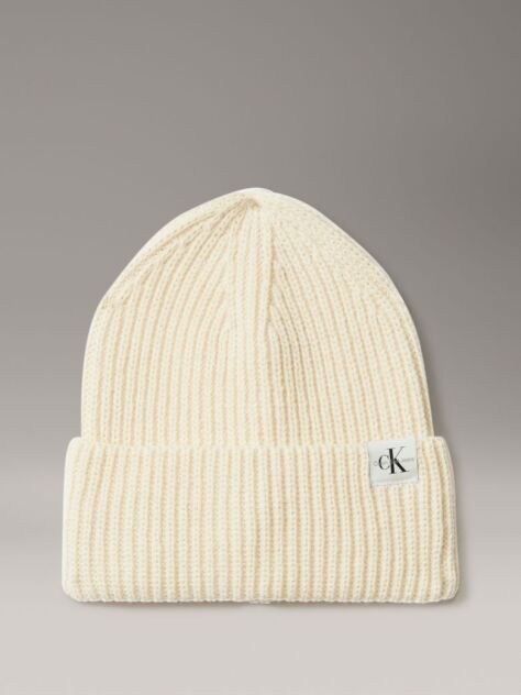 Beige Kids' Ribbed Beanie  Kids Unisex