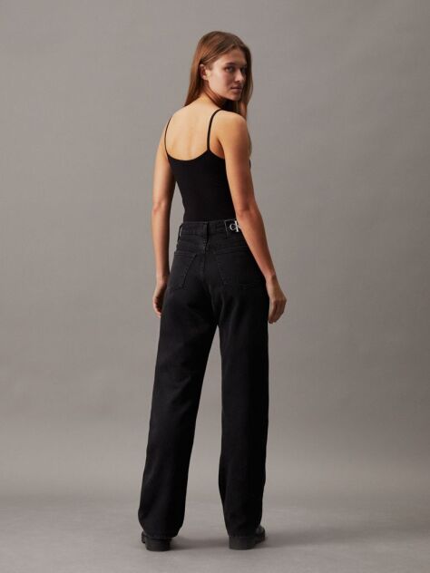 Black Cotton Stretch Monogram Bodysuit  Women