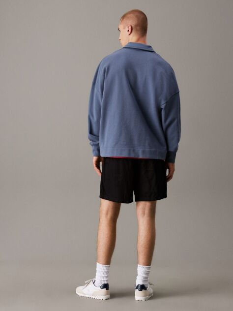 Black Cotton Linen Twill Shorts  Men