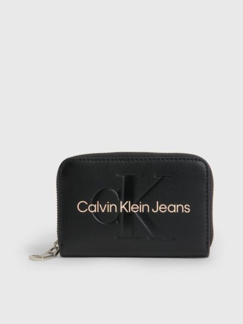 Black Logo Zip Around Wallet  Women