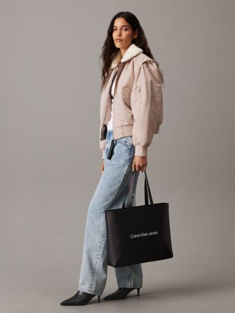 Black Large Slim Tote Bag  Women