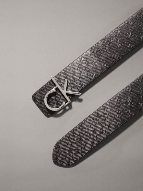 Black Reversible Logo Leather Belt  Women
