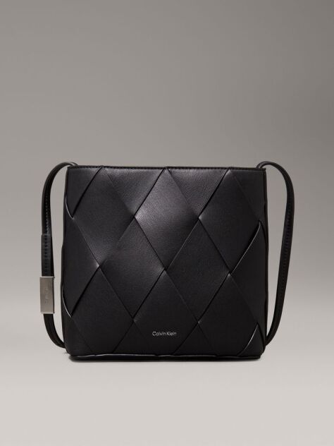 Black Square Woven Crossbody Bag  Women