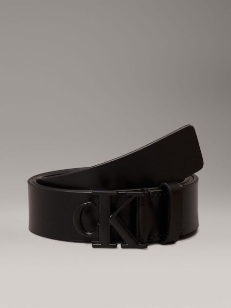 Black Logo Leather Belt  Women