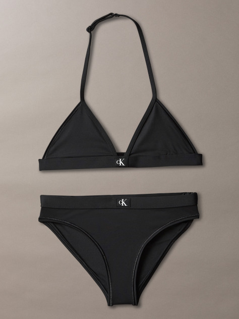 Black Girls Triangle Bikini Set - CK Monogram  Girls
