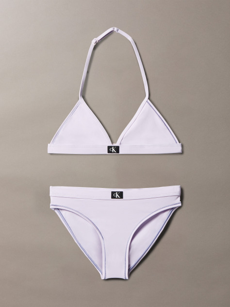 Purple Girls Triangle Bikini Set - CK Monogram  Girls