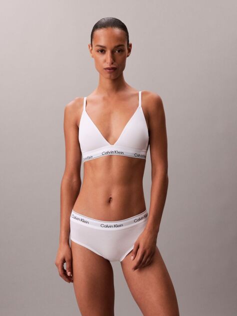 White Lightly Lined Triangle Bralette - Icon Cotton Modal  Women