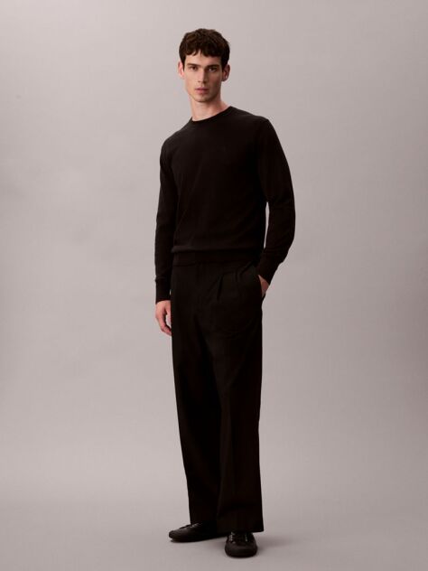 Black Supima Cotton Classic Sweater  Men