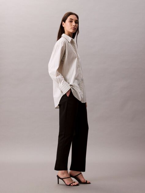 Black Cotton Stretch Straight Fit Chino Pants  Women