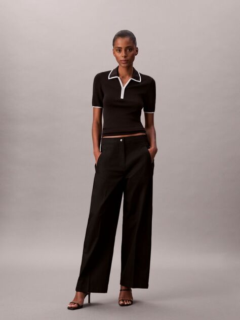 Black Cotton Twill Logo Tape Trousers  Women