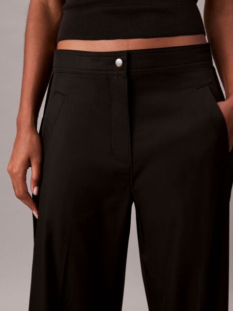 Black Cotton Twill Logo Tape Trousers  Women