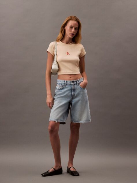 Pink Slim Cropped Monogram T-shirt  Women