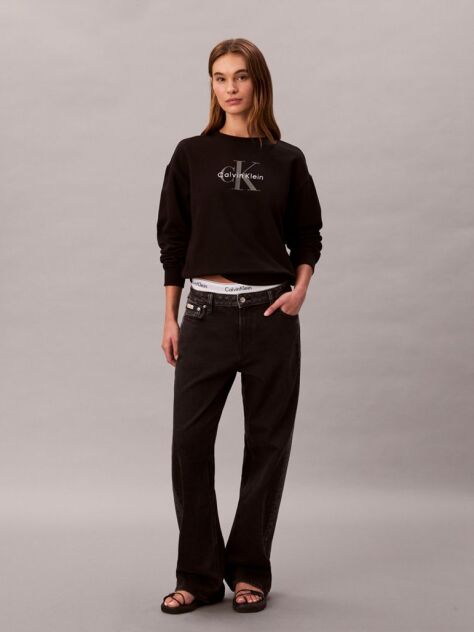 Black Relaxed Monogram Sweatshirt  Women