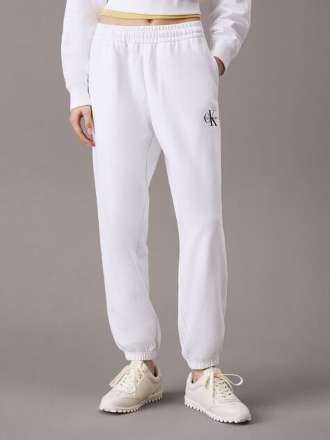 White Cotton Terry Monogram Joggers  Women