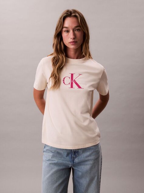 White Monogram Logo Tee  Women