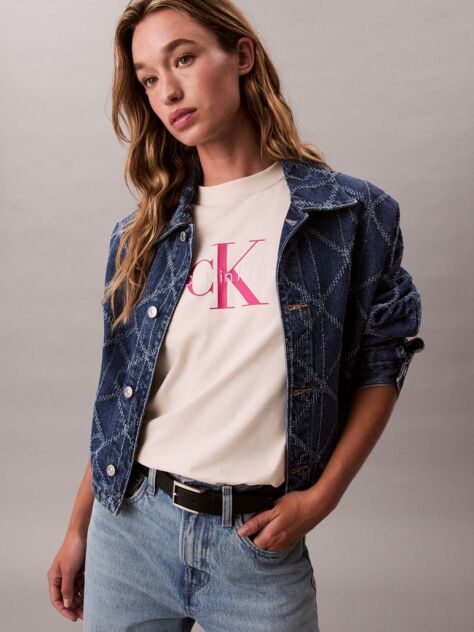 White Monogram Logo Tee  Women