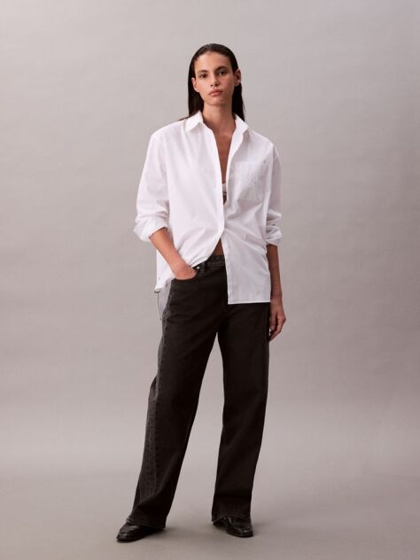 White Relaxed Cotton Poplin Shirt  Women