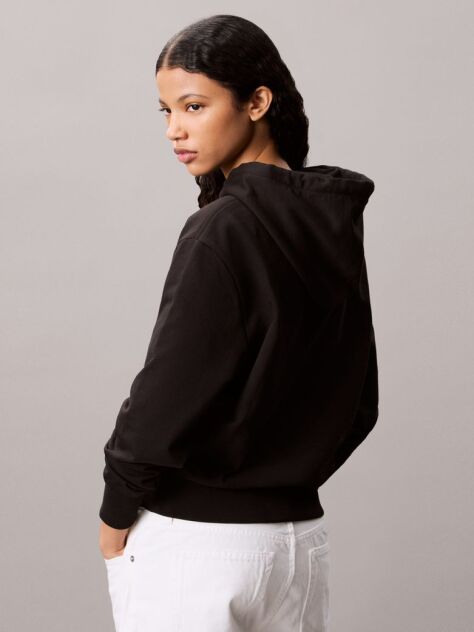 Black Cotton Terry Monogram Hoodie  Women