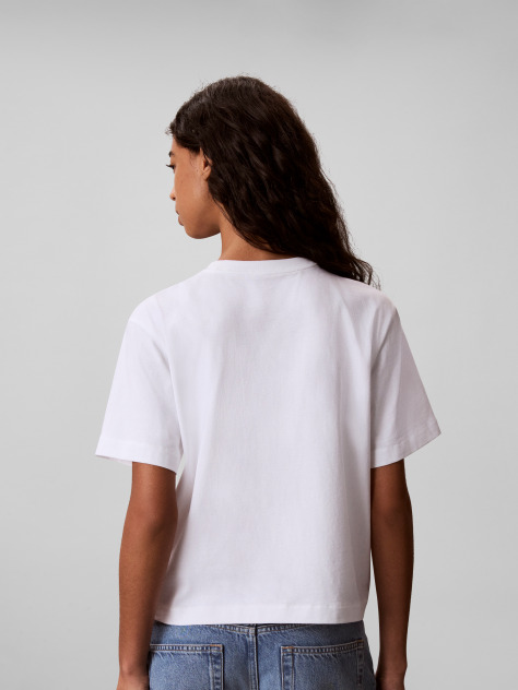 White Monologo Boxy T-Shirt  Women