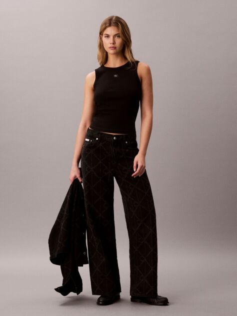 Black Low Rise Baggy Logo Jeans  Women