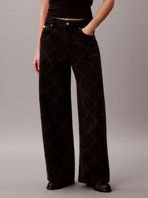 Black Low Rise Baggy Logo Jeans  Women