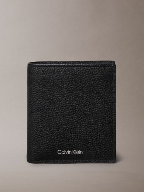 Black Embossed Logo Trifold Wallet and Card Holder  Men